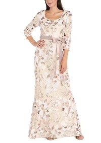 Women's 3/4 Sleeve Embroidered Sequin Dress