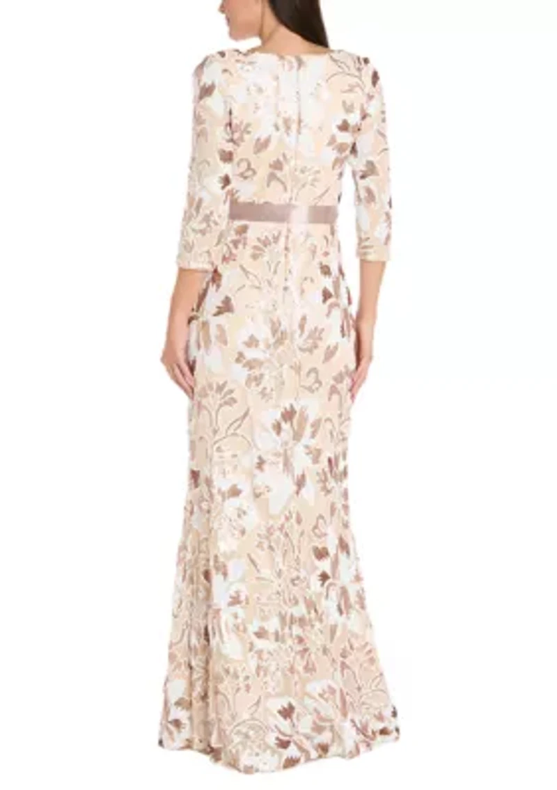 Women's 3/4 Sleeve Embroidered Sequin Dress