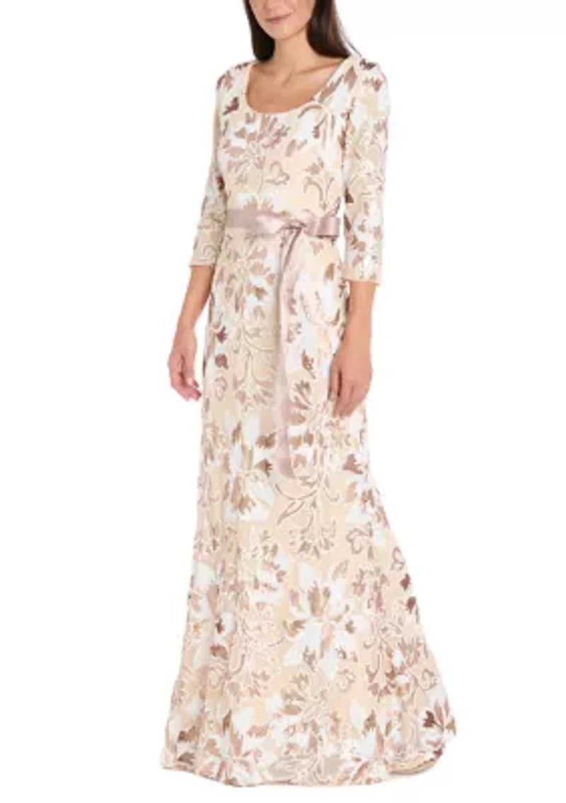 Women's 3/4 Sleeve Embroidered Sequin Dress