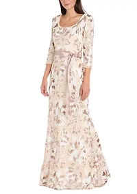 Women's 3/4 Sleeve Embroidered Sequin Dress