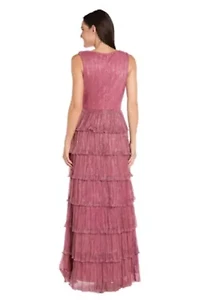 Crinkle Pleated Tiered Dress