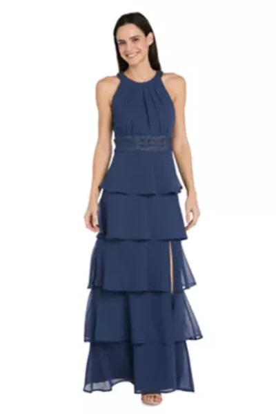Women's Halter Beaded Tiered Dress