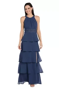 Women's Halter Beaded Tiered Dress
