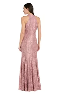 Long Stretch Lace Halter Dress