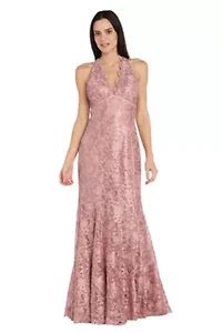 Long Stretch Lace Halter Dress