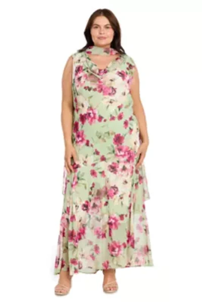Printed Chiffon Midi Dress