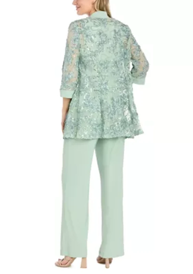Women's Sequin Soutache Jacket Pantsuit