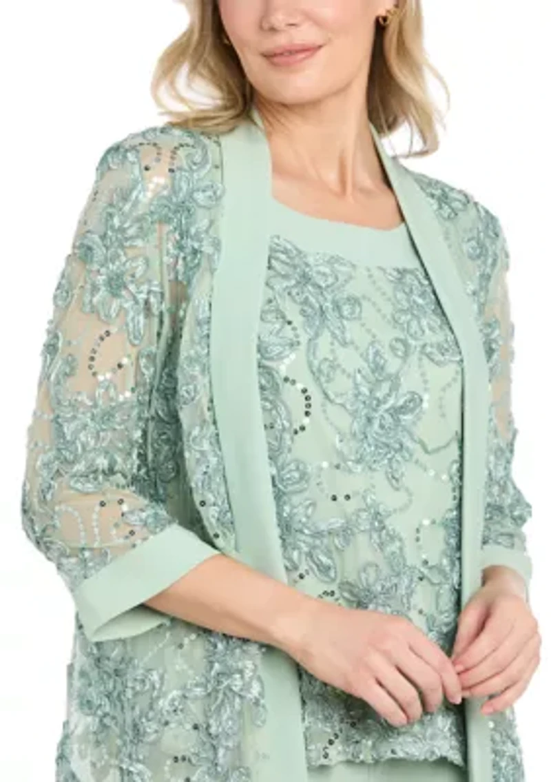 Women's Sequin Soutache Jacket Pantsuit