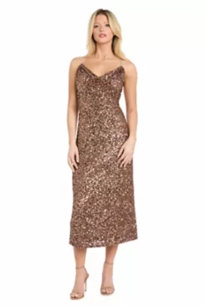 Cowl Neck Sequin Midi Dress