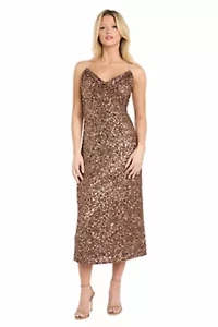 Cowl Neck Sequin Midi Dress