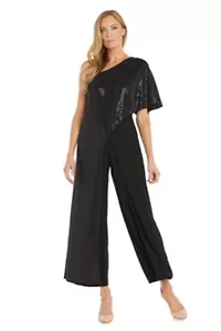 Metallic Capelet Jumpsuit