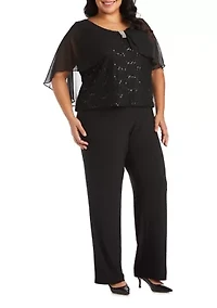 Plus Pinch Front Chiffon Lace Caplet Top