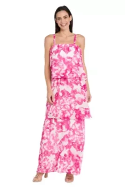 Missy 1Pc Printed Chiffon Tiered Maxi