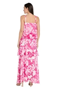 Missy 1Pc Printed Chiffon Tiered Maxi