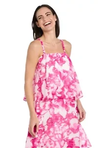 Missy 1Pc Printed Chiffon Tiered Maxi