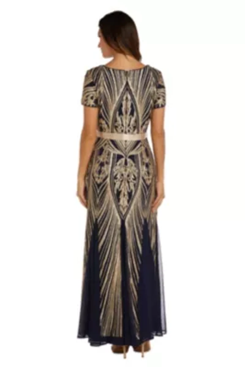 1Pc Sweetheart Neck Emb Sequin Panel Godet Dress