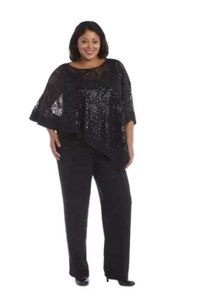 2Pc Mock Poncho With Attached Tank Over Pants