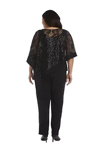 2Pc Mock Poncho With Attached Tank Over Pants