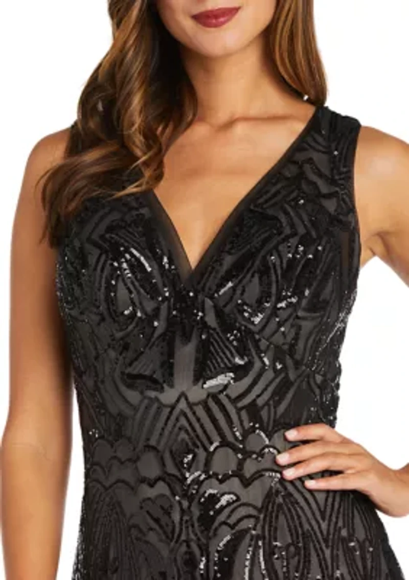 Long Beaded Sequin Dress
