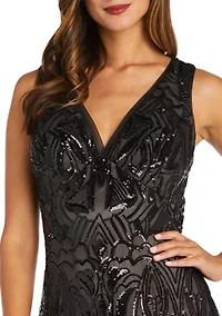 Long Beaded Sequin Dress