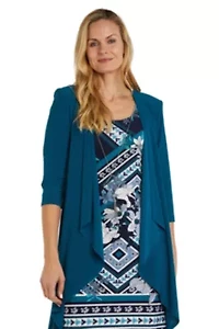 2Pc Puff Print Ity Jacket Dress