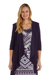 2Pc Puff Print Ity Jacket Dress