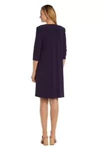 2Pc Puff Print Ity Jacket Dress