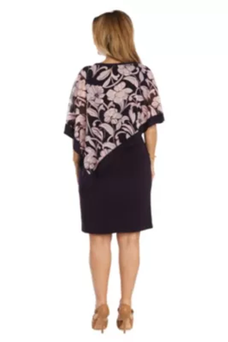 1Pc Banded Foil Power Mesh And Ity Poncho Dress