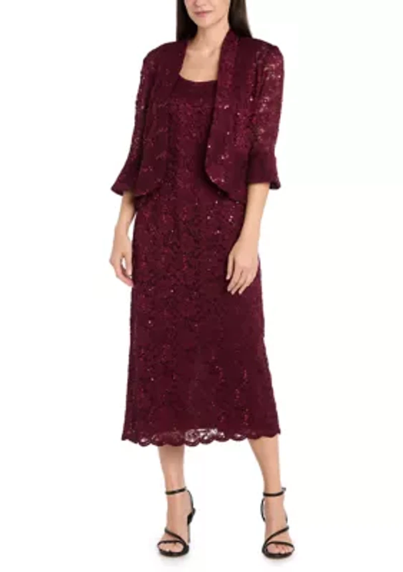 LONG GLITTER LACE WITH SCALLOP DETAIL