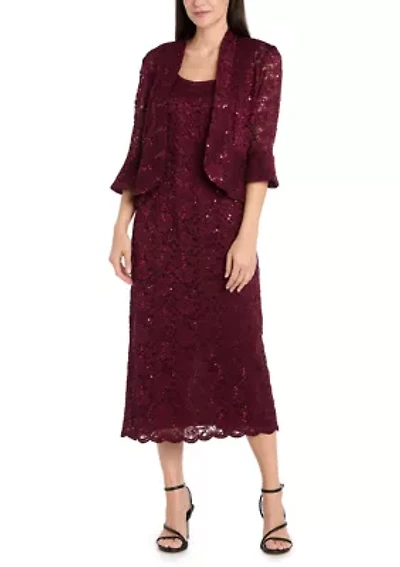 LONG GLITTER LACE WITH SCALLOP DETAIL