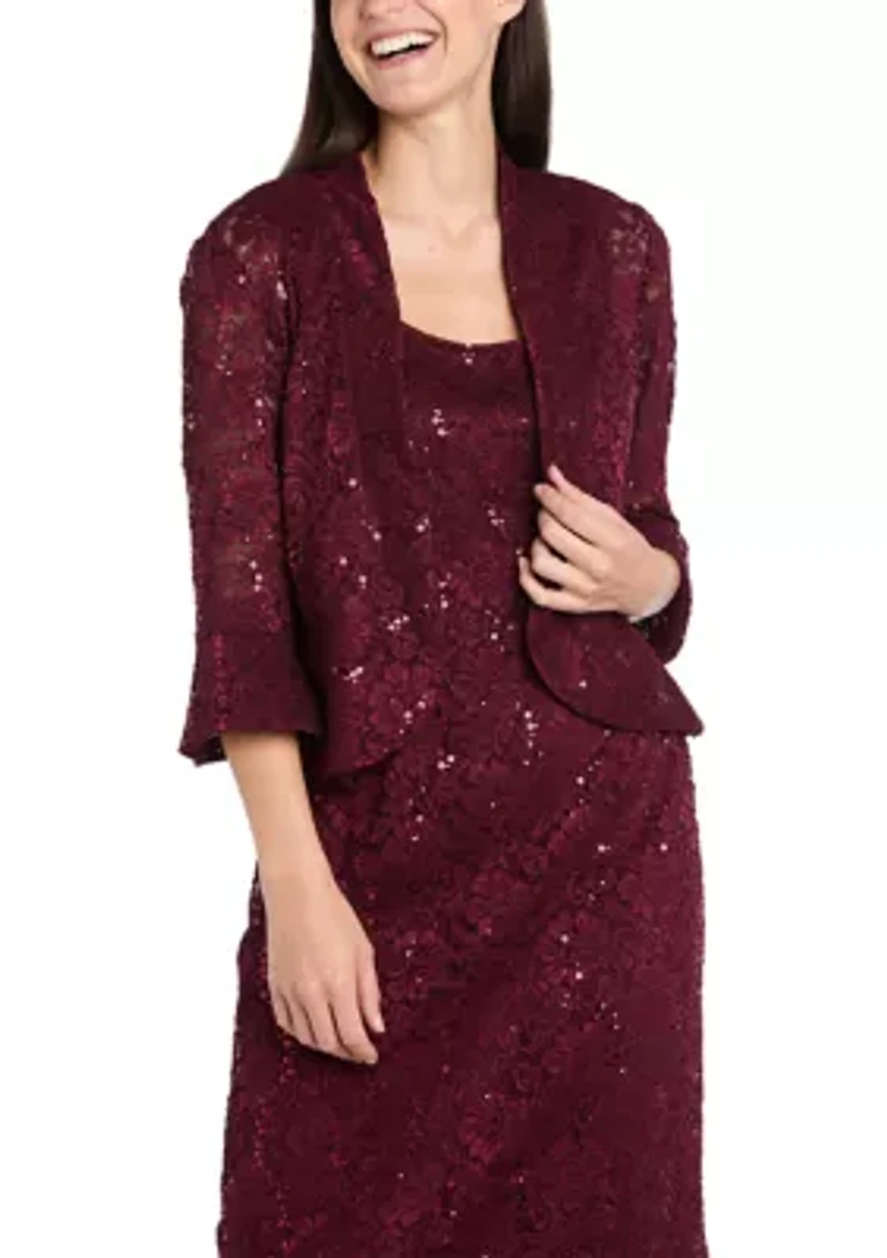 LONG GLITTER LACE WITH SCALLOP DETAIL