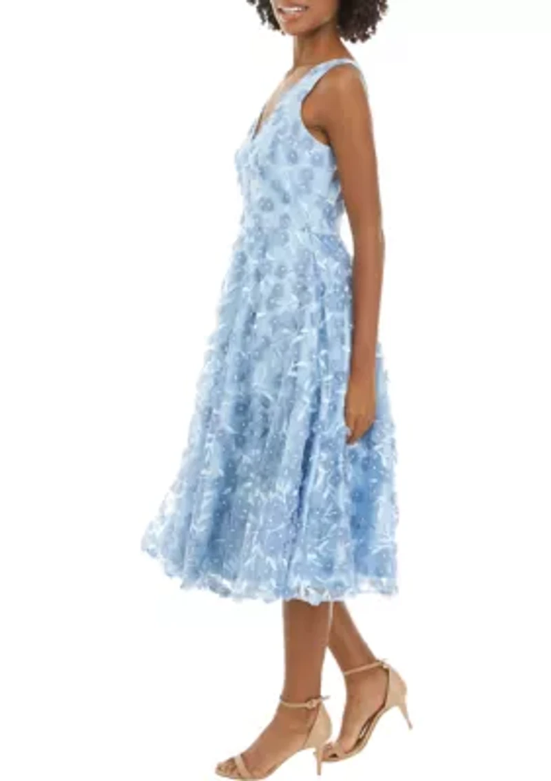Women's Sleeveless Floral Fit and Flare Dress