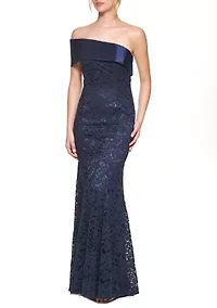 Women's One Shoulder Solid Velvet Gown