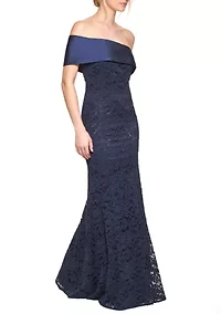 Women's One Shoulder Solid Velvet Gown