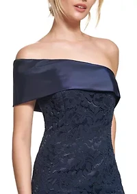 Women's One Shoulder Solid Velvet Gown
