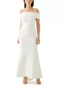 Women's Sleeveless Off the Shoulder Scuba Gown