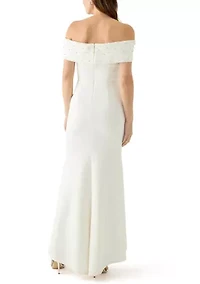 Women's Sleeveless Off the Shoulder Scuba Gown