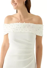 Women's Sleeveless Off the Shoulder Scuba Gown