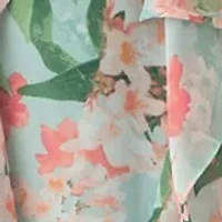 Women's V-Neck Floral Printed Chiffon Gown