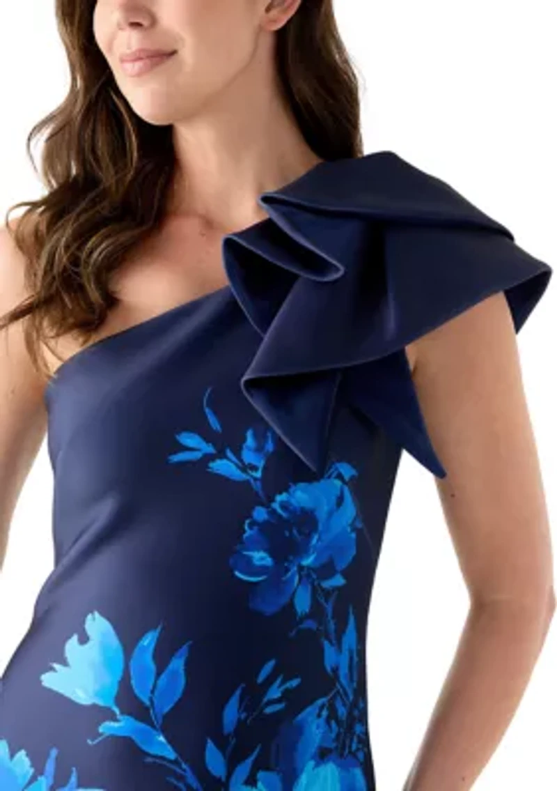 Women's Floral Print Scuba Sheath Dress