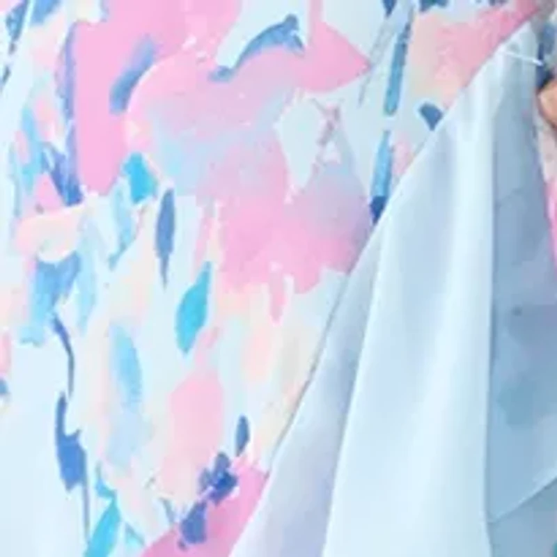 Women's Sleeveless Halter Neck Floral Print Chiffon Gown