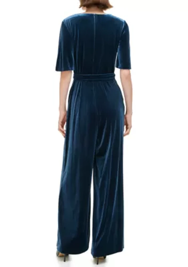 Women's Solid Velvet Jumpsuit