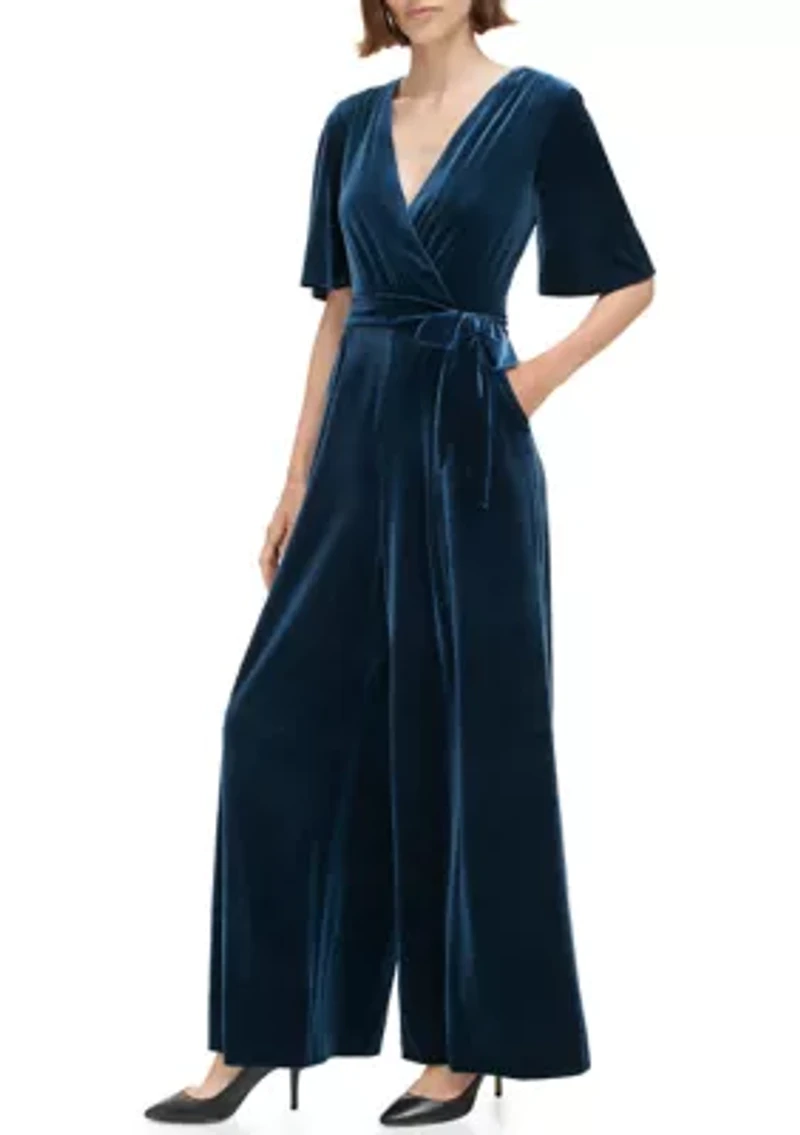 Women's Solid Velvet Jumpsuit