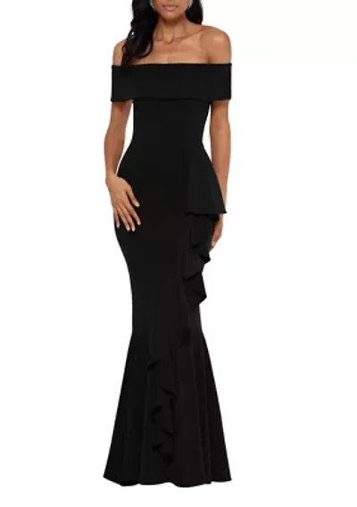Women's Off the Shoulder Side Ruffle Gown