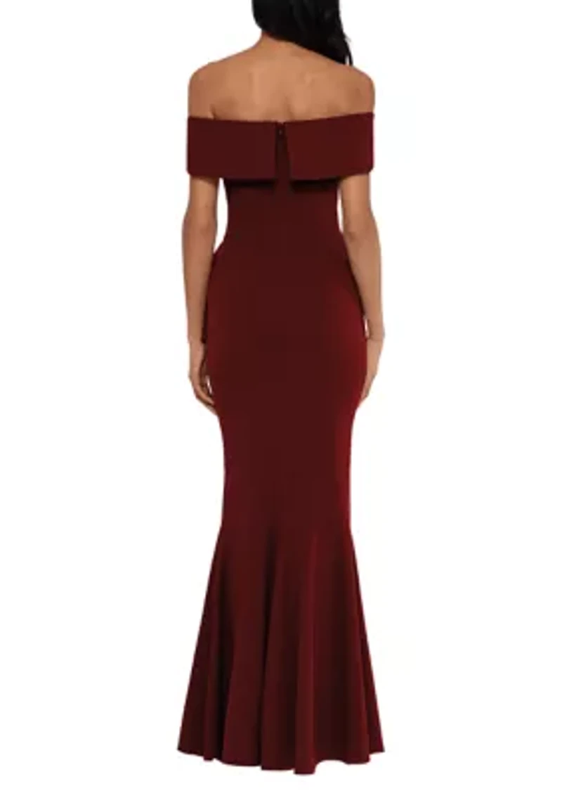 Women's Off the Shoulder Side Ruffle Gown