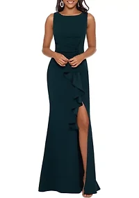 Women's Sleeveless Side Ruffle Gown