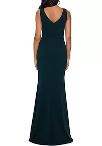 Women's Sleeveless Side Ruffle Gown