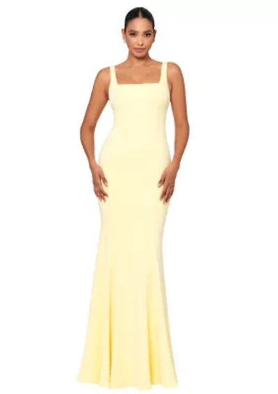 Women's Sleeve Square Neck Solid Slim Gown