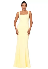 Women's Sleeve Square Neck Solid Slim Gown