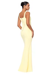 Women's Sleeve Square Neck Solid Slim Gown